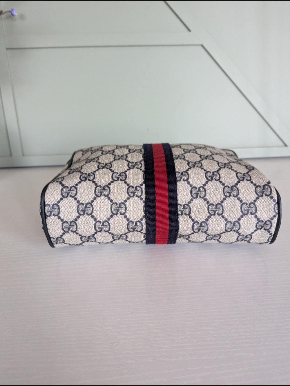 Gucci Ophidia GG Canvas Cosmetic Pouch in Navy/Red - Picture 11 of 15